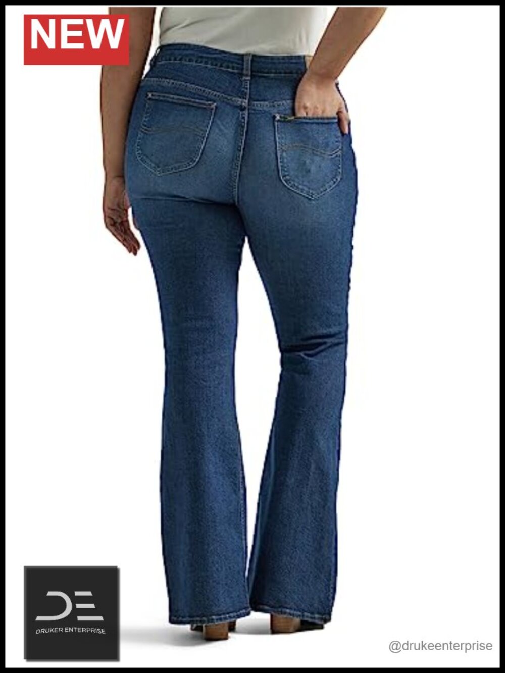 Flare & Wide Leg Jeans, Mid Rise, Stretch Denim, 5 Pockets, Button Fly - Picture 2 of 5